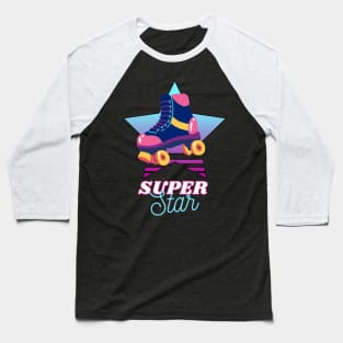 Roller Skating Super Star Baseball T-Shirt